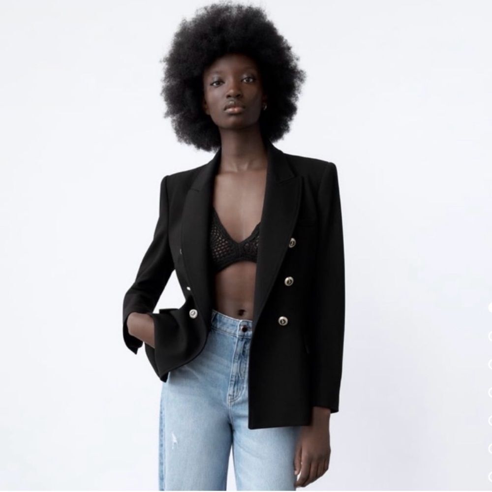 Zara Black Double-Breasted Blazer